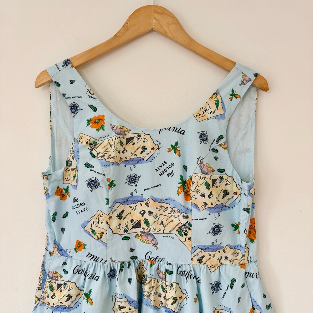 MODCLOTH Golden State California Novelty Print Fit & Flare Dress, Size M - Picture 5 of 16